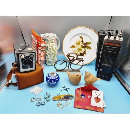 269 - Collection of Items to include Tandy Realistic CB Radio, Racing Cyclist Sculpture, etc.