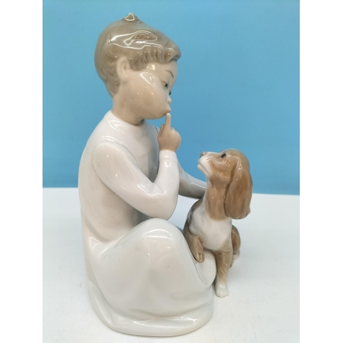 276 - LLadro 20cm Figure of a Boy with Dog 4522.