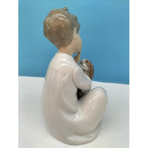 276 - LLadro 20cm Figure of a Boy with Dog 4522.