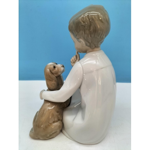 276 - LLadro 20cm Figure of a Boy with Dog 4522.