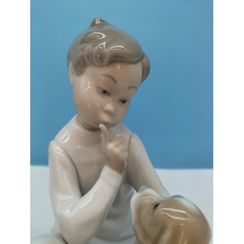 276 - LLadro 20cm Figure of a Boy with Dog 4522.