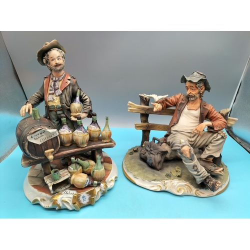 305 - Vintage Capodimonte Figures (2), 'The Wine Seller' Signed Arturo (29cm x 21cm) plus 'Tramp Feeding B... 