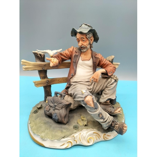 305 - Vintage Capodimonte Figures (2), 'The Wine Seller' Signed Arturo (29cm x 21cm) plus 'Tramp Feeding B... 