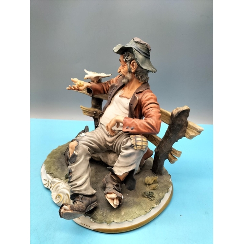 305 - Vintage Capodimonte Figures (2), 'The Wine Seller' Signed Arturo (29cm x 21cm) plus 'Tramp Feeding B... 