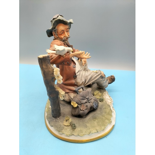 305 - Vintage Capodimonte Figures (2), 'The Wine Seller' Signed Arturo (29cm x 21cm) plus 'Tramp Feeding B... 