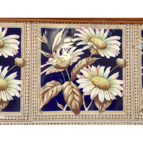 316 - Vintage Art Nouveau Style Tile Tray with Brass Handles. 54cm x 49cm.