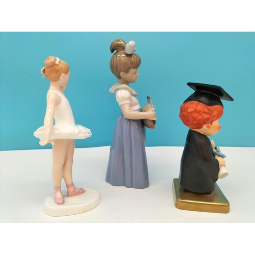 373 - Nao 'Girl with Guitar' Figure, Royal Doulton 'Little Ballerina' HN 3395 and Goebel 'Bachelor Degree'... 