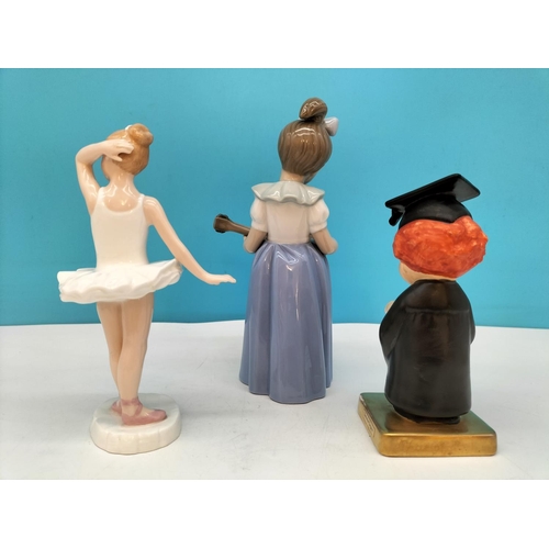 373 - Nao 'Girl with Guitar' Figure, Royal Doulton 'Little Ballerina' HN 3395 and Goebel 'Bachelor Degree'... 