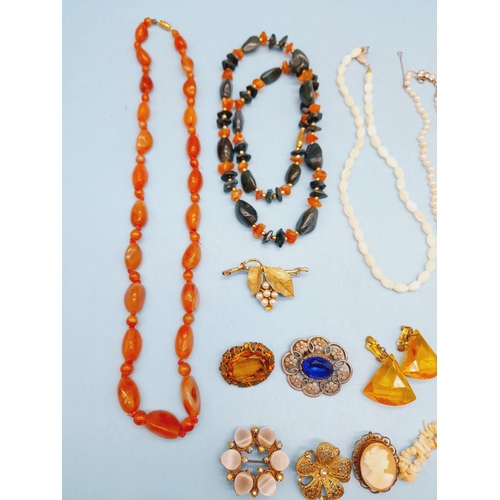 395 - Collection of Mixed Costume Jewellery to include Necklaces and Brooches.