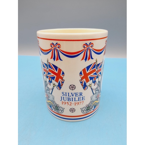 401 - Large 12.5cm Wedgwood China 'Queen Elizabeth II Silver Jubilee Commemorative Tankard. 9cm Diameter.