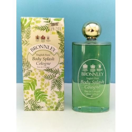 420 - Boxed Bronnley 250ml Body Splash Colognes (2) 'English Fern' and 'Blue Poppy'. Full.