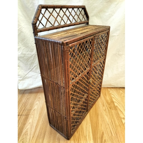 433 - Vintage Wicker/Rattan 2 Shelf Cabinet. 60cm x 40cm x 15cm. Collection Only.