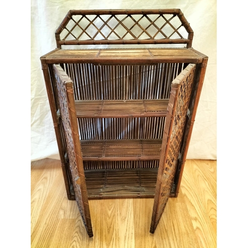 433 - Vintage Wicker/Rattan 2 Shelf Cabinet. 60cm x 40cm x 15cm. Collection Only.