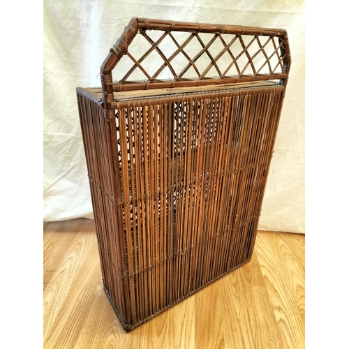 433 - Vintage Wicker/Rattan 2 Shelf Cabinet. 60cm x 40cm x 15cm. Collection Only.