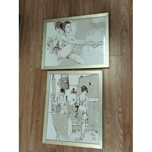 481 - Framed Bernard Defour 'Ballerina' Prints (2). 51cm x 41cm.