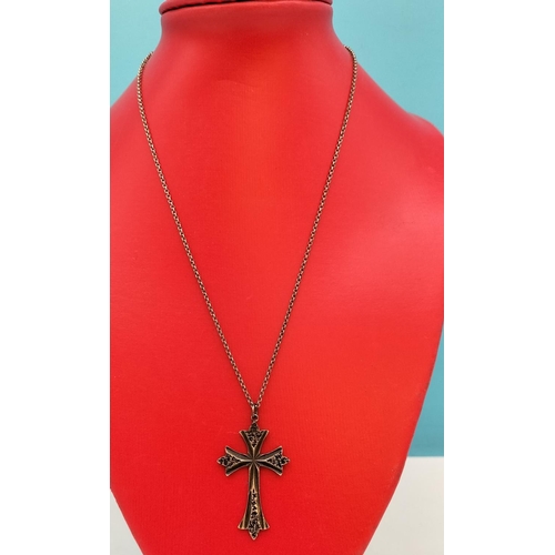 137 - 925 Silver Cross and Chain.