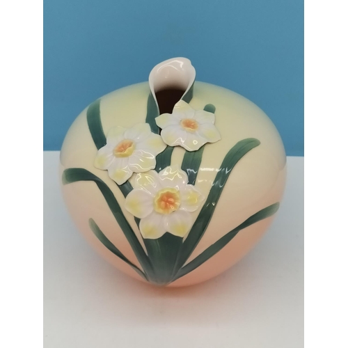 142 - Franz Porcelain 'Daffodil' Vase FZ 00069A. 20cm High, 19cm Diameter.