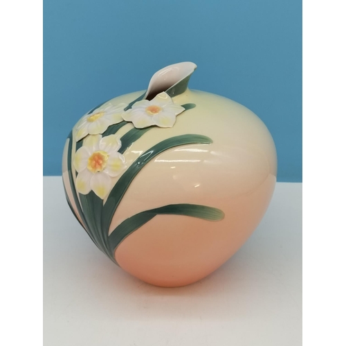 142 - Franz Porcelain 'Daffodil' Vase FZ 00069A. 20cm High, 19cm Diameter.