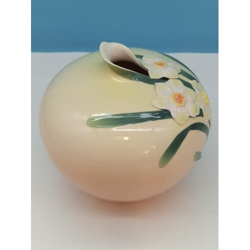 142 - Franz Porcelain 'Daffodil' Vase FZ 00069A. 20cm High, 19cm Diameter.