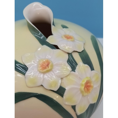 142 - Franz Porcelain 'Daffodil' Vase FZ 00069A. 20cm High, 19cm Diameter.