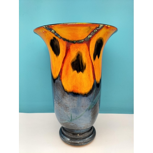 144 - Large 44cm Poole Pottery Anita Harris Signed Flared Rim Vase in the 'Wild Poppy' Pattern.