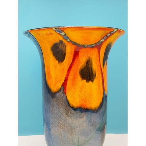 144 - Large 44cm Poole Pottery Anita Harris Signed Flared Rim Vase in the 'Wild Poppy' Pattern.