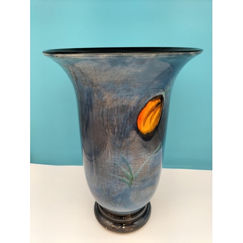 144 - Large 44cm Poole Pottery Anita Harris Signed Flared Rim Vase in the 'Wild Poppy' Pattern.