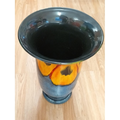 144 - Large 44cm Poole Pottery Anita Harris Signed Flared Rim Vase in the 'Wild Poppy' Pattern.