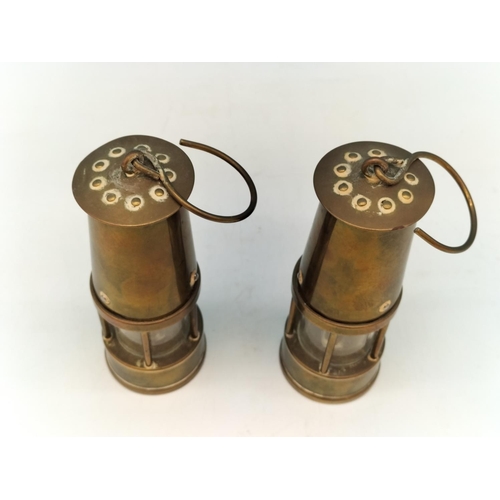 23 - Pair of Miniature Brass Miners Lamps.