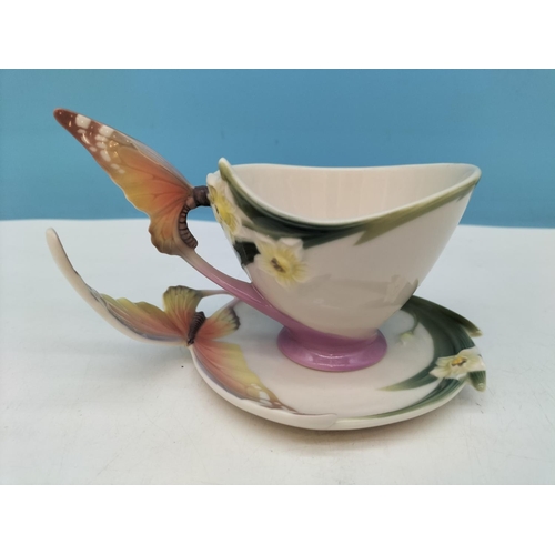 467 - Franz Porcelain 2000's Butterfly Cup and Saucer XP1693.