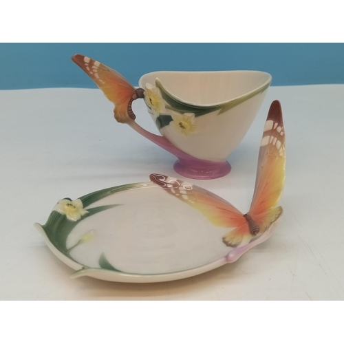 467 - Franz Porcelain 2000's Butterfly Cup and Saucer XP1693.