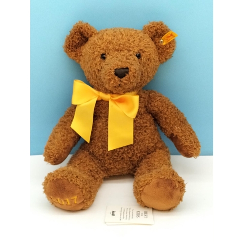 477 - 2017 Steiff Cozy Bear with Tags and Button. 35cm Tall.