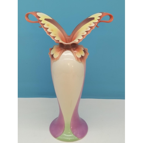 482 - Franz Porcelain 38cm Butterfly Vase XP 1692. Wing Span of 26cm.