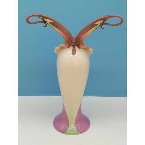 482 - Franz Porcelain 38cm Butterfly Vase XP 1692. Wing Span of 26cm.