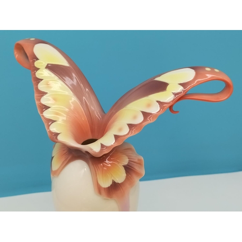 482 - Franz Porcelain 38cm Butterfly Vase XP 1692. Wing Span of 26cm.