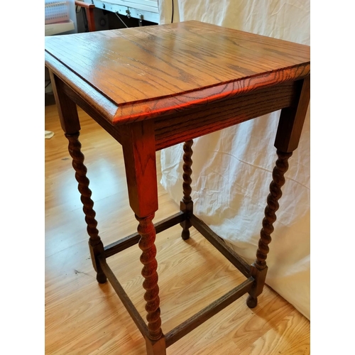 102 - Wooden Barley Twist Legged Table. 76cm High, 46cm x 44cm. Collection Only.