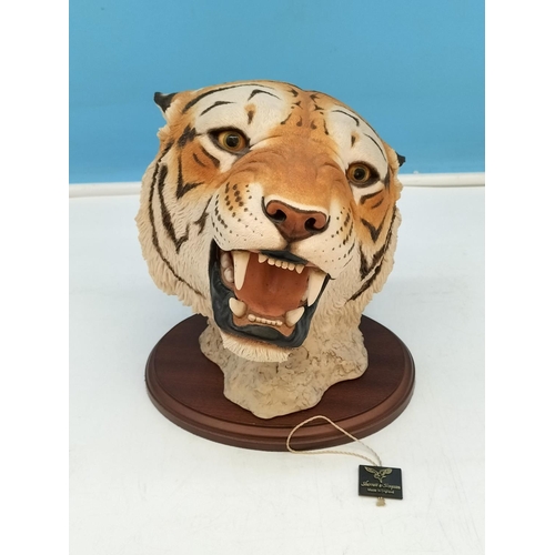 108 - Sherratt and Simpson Tiger's Head on Plinth. 20cm Tall.