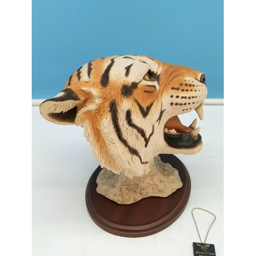 108 - Sherratt and Simpson Tiger's Head on Plinth. 20cm Tall.