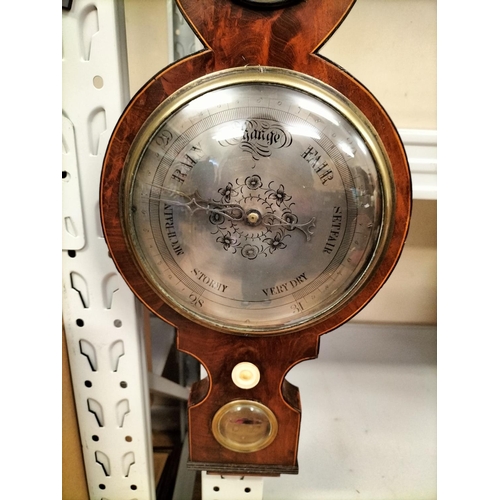 109 - Mid Victorian Mahogany Cased Swan Neck Wheel Barometer and Thermometer. Signed Realini, Newcastle. 1... 