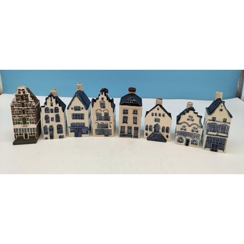 113 - Collection of Early Hand Painted KLM Delft Bols Houses (7) plus 1 Other.