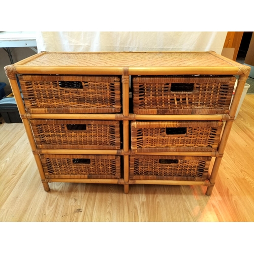 114 - Rattan and Bamboo Set of Drawers. 65cm High, 87cm x 35cm. Collection Only.