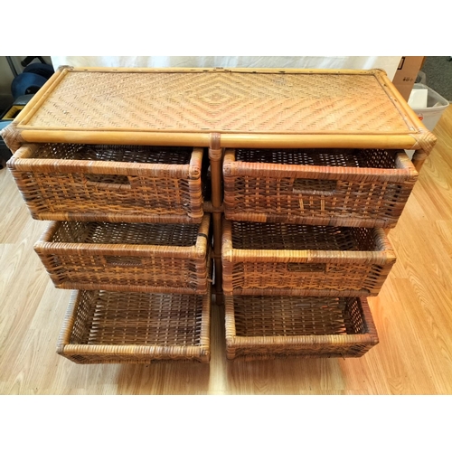 114 - Rattan and Bamboo Set of Drawers. 65cm High, 87cm x 35cm. Collection Only.