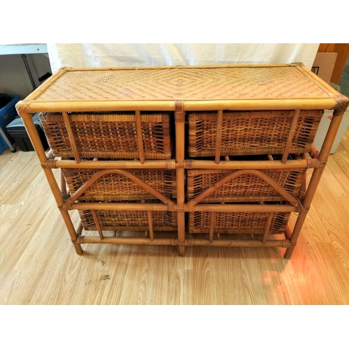 114 - Rattan and Bamboo Set of Drawers. 65cm High, 87cm x 35cm. Collection Only.