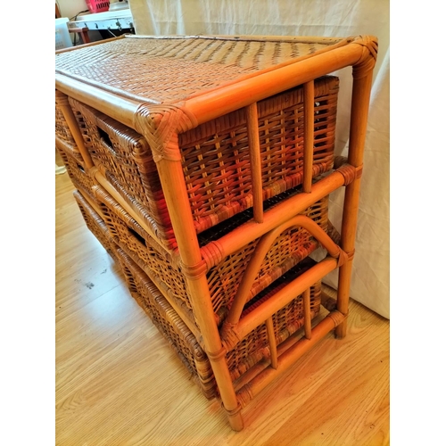 114 - Rattan and Bamboo Set of Drawers. 65cm High, 87cm x 35cm. Collection Only.