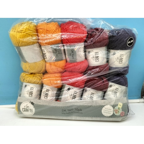 130A - Quantity of Mixed New Balls of Knitting Wools and Cotton.