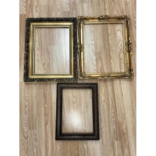 205 - Gilt Frames (2) plus Oak Frame. Largest Frame 55cm x 43.5cm.