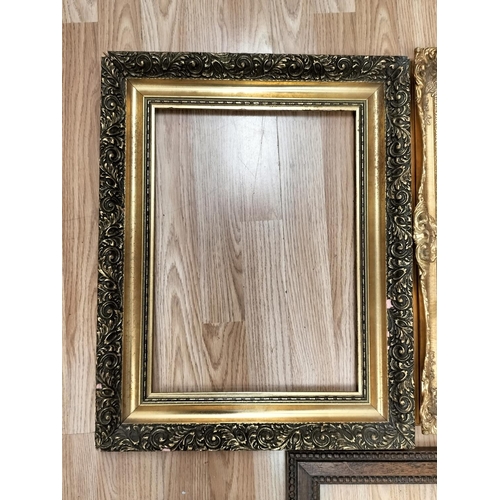 205 - Gilt Frames (2) plus Oak Frame. Largest Frame 55cm x 43.5cm.