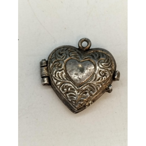 273 - Late Victorian Pinchbeck Aqua Stone Brooch plus White Metal Heart Shaped Locket.