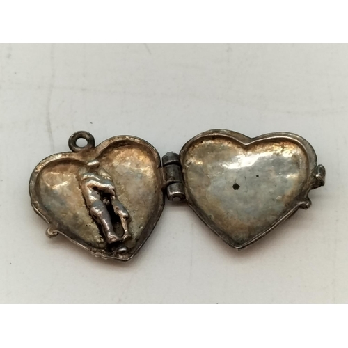 273 - Late Victorian Pinchbeck Aqua Stone Brooch plus White Metal Heart Shaped Locket.