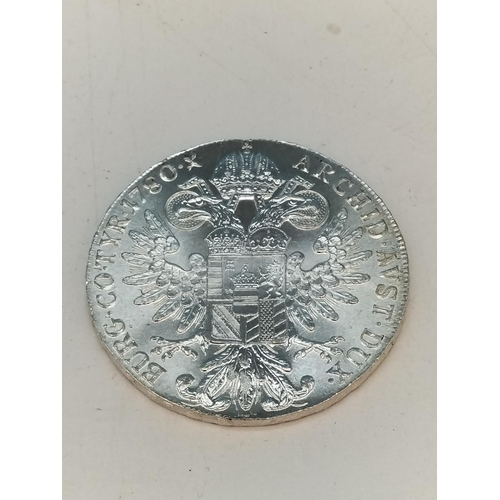 33 - Austrian 'Maria Theresa' Bullion Coin. Tested Silver 1780.